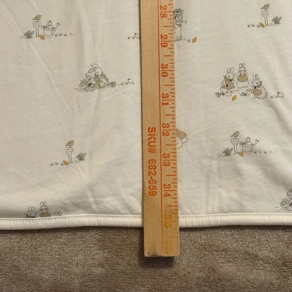 Beatrix Potter Peter Rabbit Baby Blanket Ivory Fleece Cotton Reversible 28x34